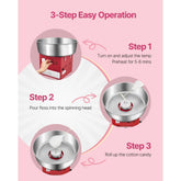 Electric Cotton Candy Machine, 1000W Commercial Candy Floss Maker with 20.5 in Stainless Steel Bowl, Sugar Scoop, and Drawer, Easy Home Use, Perfect for Kids Birthday, Family Party, Red